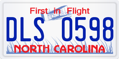 NC license plate DLS0598