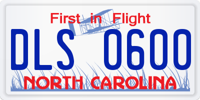 NC license plate DLS0600