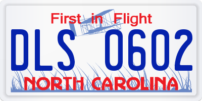 NC license plate DLS0602
