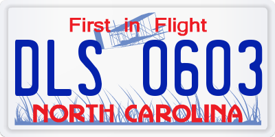 NC license plate DLS0603