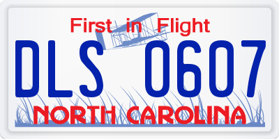 NC license plate DLS0607