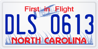 NC license plate DLS0613
