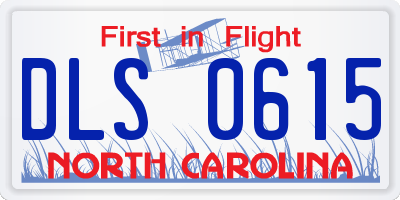 NC license plate DLS0615