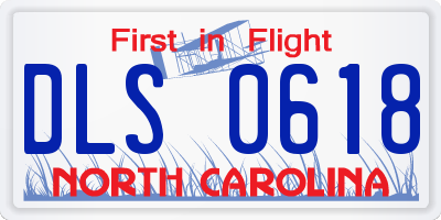 NC license plate DLS0618