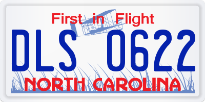 NC license plate DLS0622
