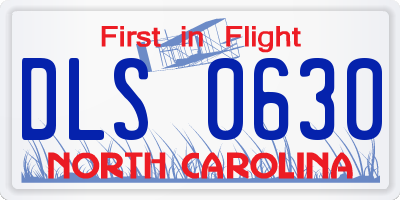 NC license plate DLS0630