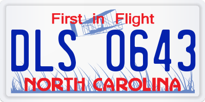 NC license plate DLS0643
