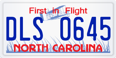 NC license plate DLS0645