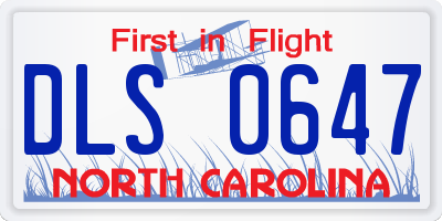 NC license plate DLS0647