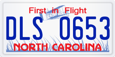 NC license plate DLS0653