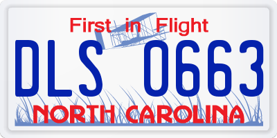 NC license plate DLS0663