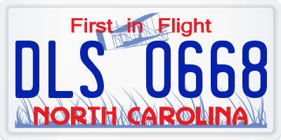 NC license plate DLS0668