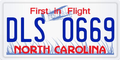 NC license plate DLS0669
