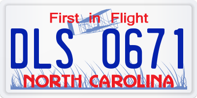 NC license plate DLS0671