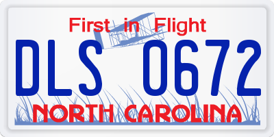NC license plate DLS0672