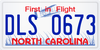NC license plate DLS0673
