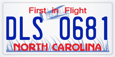 NC license plate DLS0681