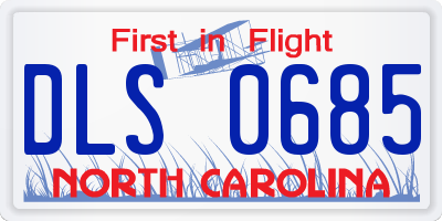 NC license plate DLS0685