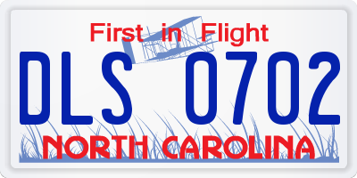 NC license plate DLS0702