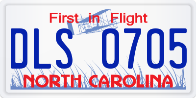 NC license plate DLS0705