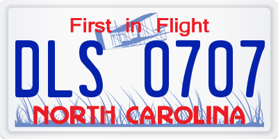 NC license plate DLS0707
