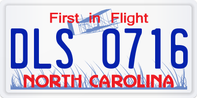 NC license plate DLS0716