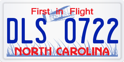 NC license plate DLS0722