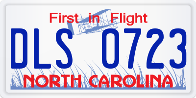 NC license plate DLS0723