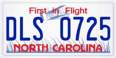 NC license plate DLS0725