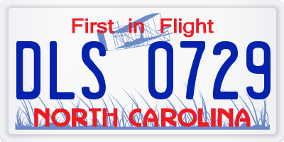 NC license plate DLS0729