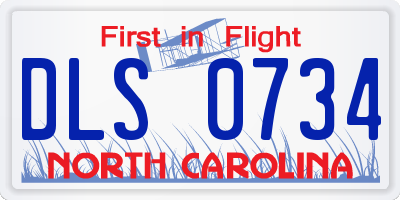 NC license plate DLS0734