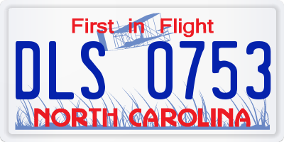 NC license plate DLS0753
