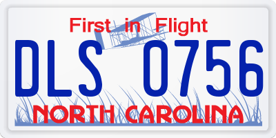 NC license plate DLS0756