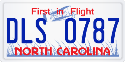 NC license plate DLS0787