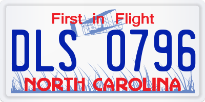 NC license plate DLS0796
