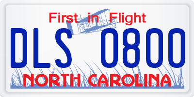 NC license plate DLS0800