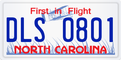 NC license plate DLS0801
