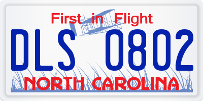 NC license plate DLS0802