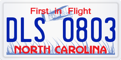 NC license plate DLS0803
