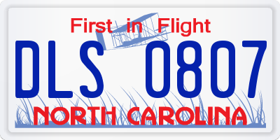NC license plate DLS0807