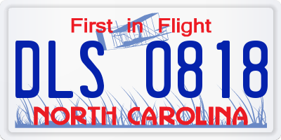 NC license plate DLS0818