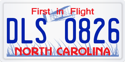 NC license plate DLS0826
