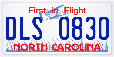 NC license plate DLS0830