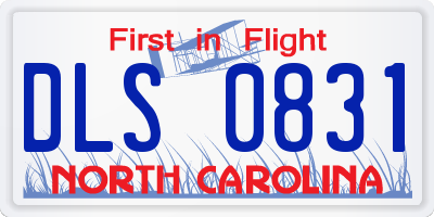 NC license plate DLS0831