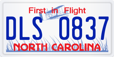 NC license plate DLS0837