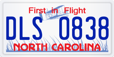 NC license plate DLS0838