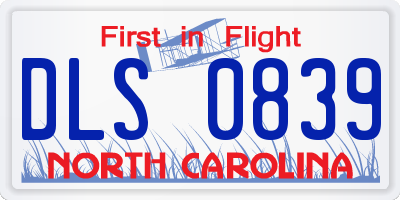 NC license plate DLS0839