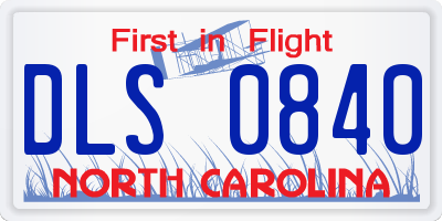 NC license plate DLS0840