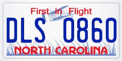 NC license plate DLS0860