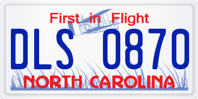 NC license plate DLS0870